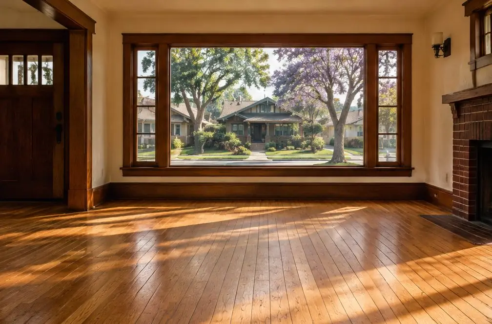 Illustration: a refinished oak floor in a typical Old Torrance home