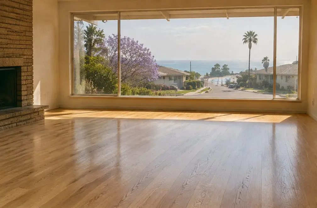 Illustration: a refinished oak floor in a typical Seaside home